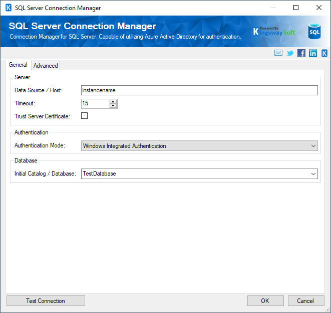 SQL Server Connection Manager - Windows Integrated Authentication